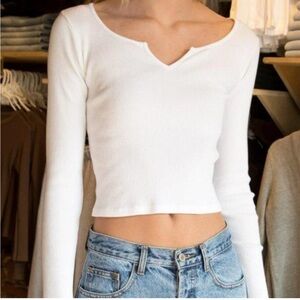 Brandy Melville Richie White Long Sleeve Ribbed Top